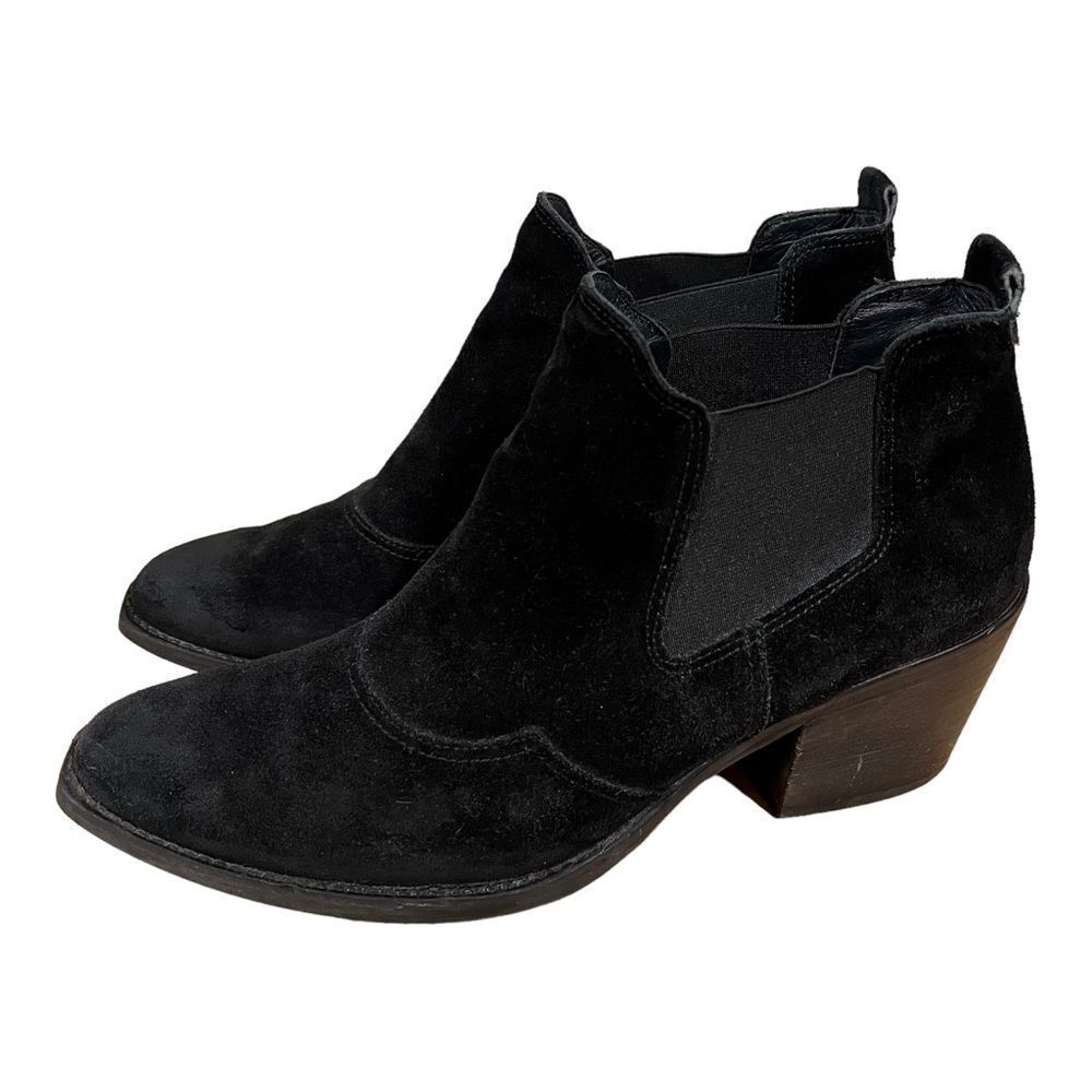 Paul Green Black Leather Heeled Bootie